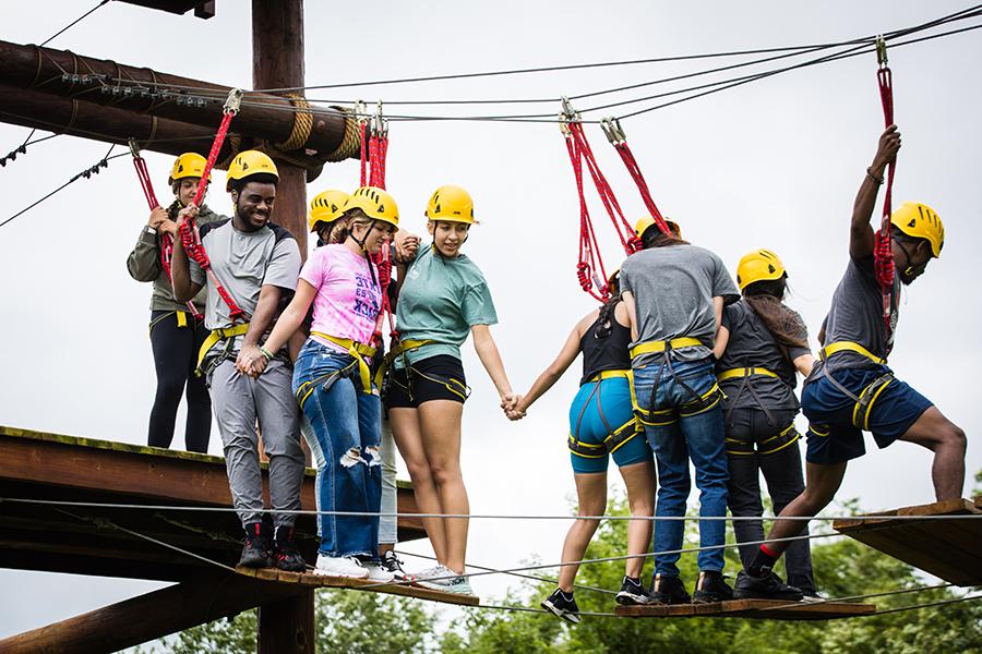 Students participating in Jump Start navigated the ropes challenge course at MOERA prior to starting their fall coursework in August. (Photos by Lauren Adams/Northwest Missouri State University)